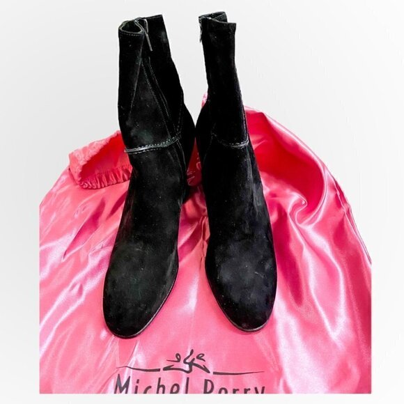 Vintage Michel Perry Black Suede Ankle booties size 38 EU - Picture 4 of 12